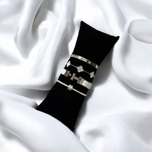 Bayda (Silver & White) 4pc Stack